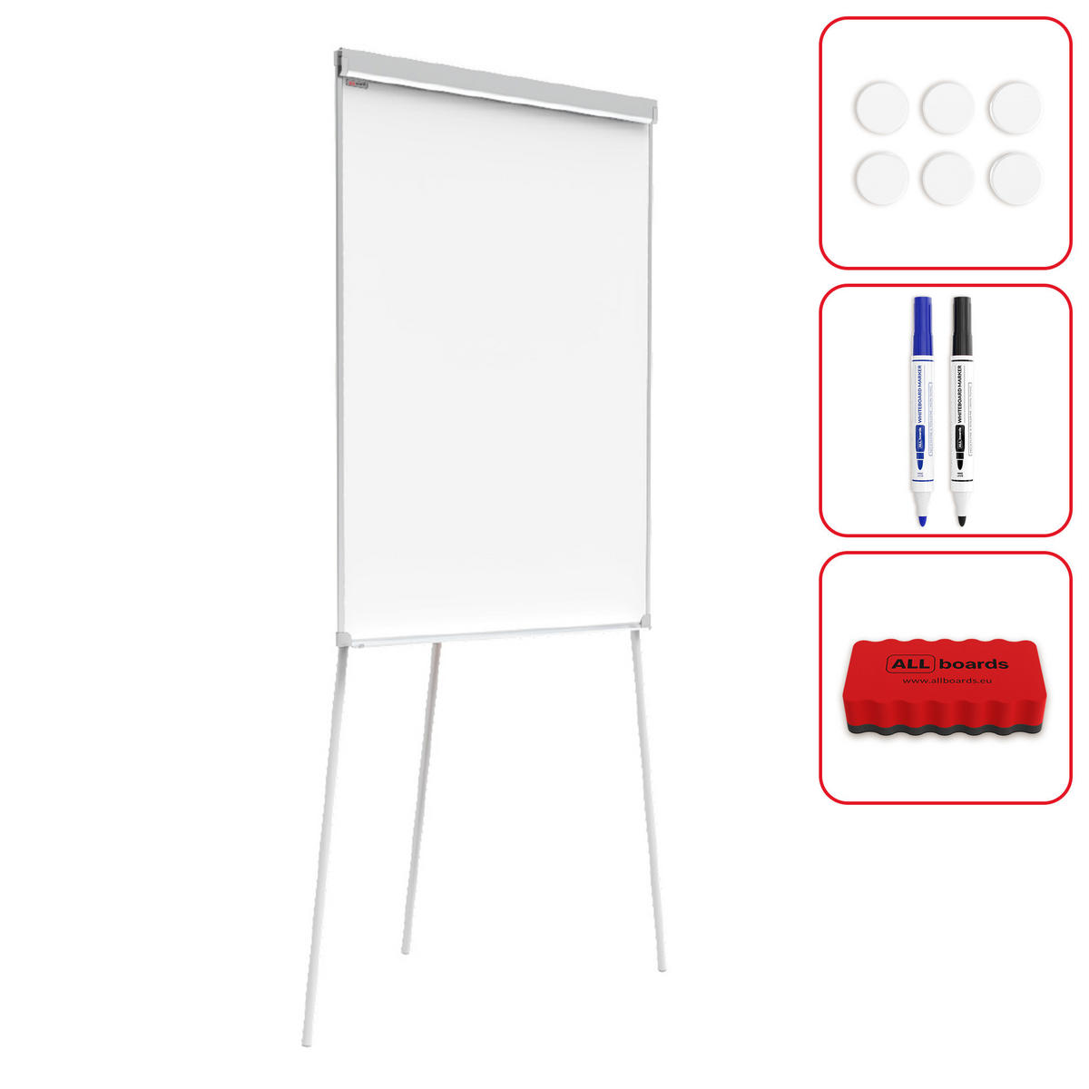 FLIPCHART - Dreibeinig 100x70cm - Weiß, Metall (100/70/1.5cm) - ALLboards