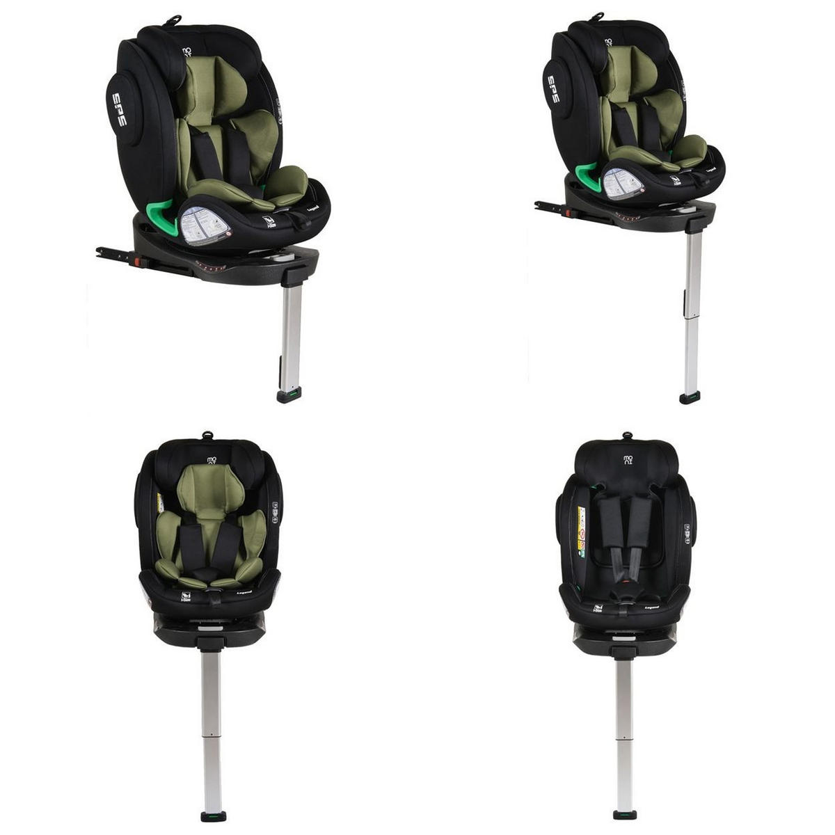 KINDERSITZ Legend i-Size grün (40-150cm) Isofix 360 Grad-Drehung Stützbein SPS - Grün, Kunststoff (46/60/50cm) - Moni