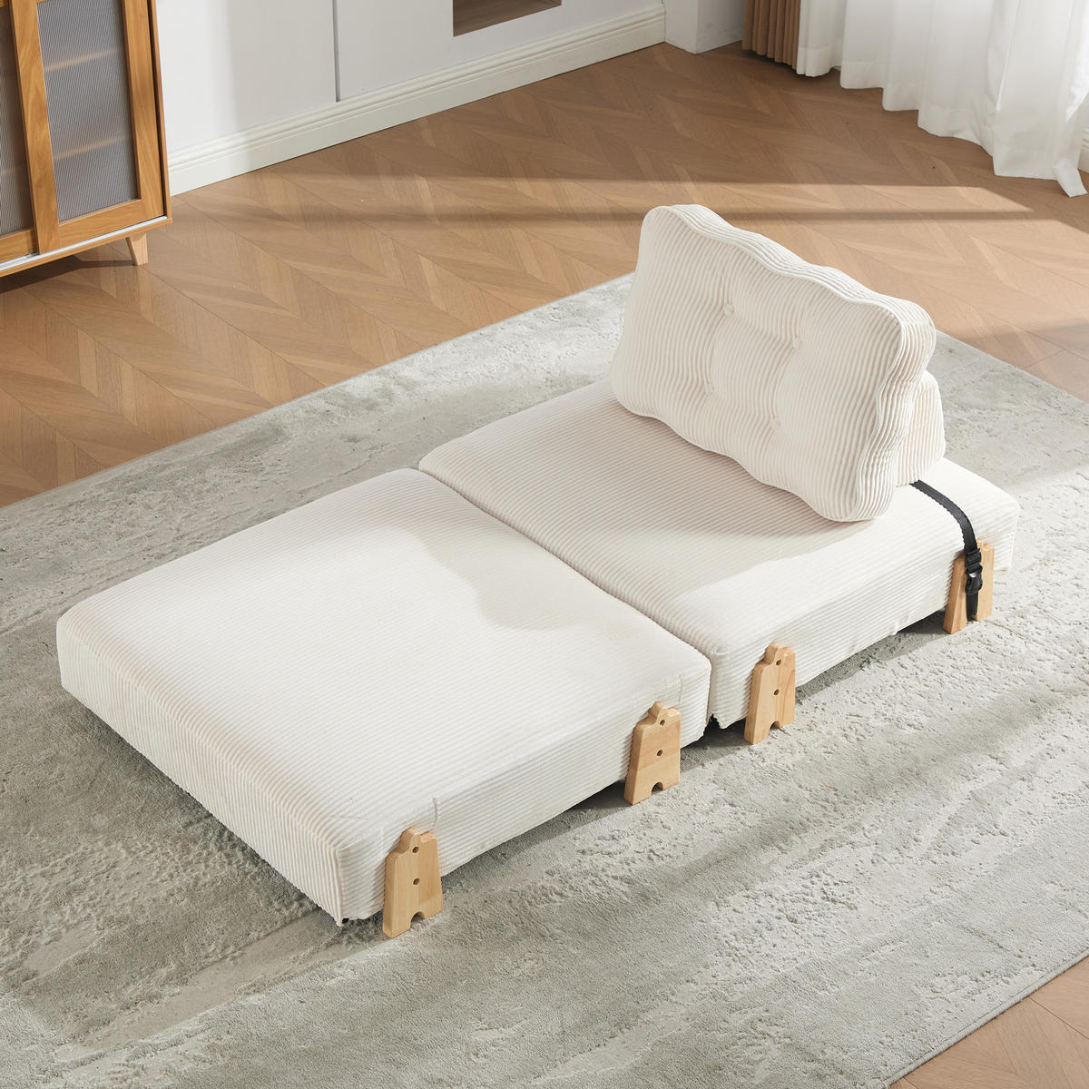 SCHLAFSESSEL ausklappbar mit Holzgestell, DE-42596, Beige - Beige, Holzwerkstoff (90/84/86cm) - ComfortXL