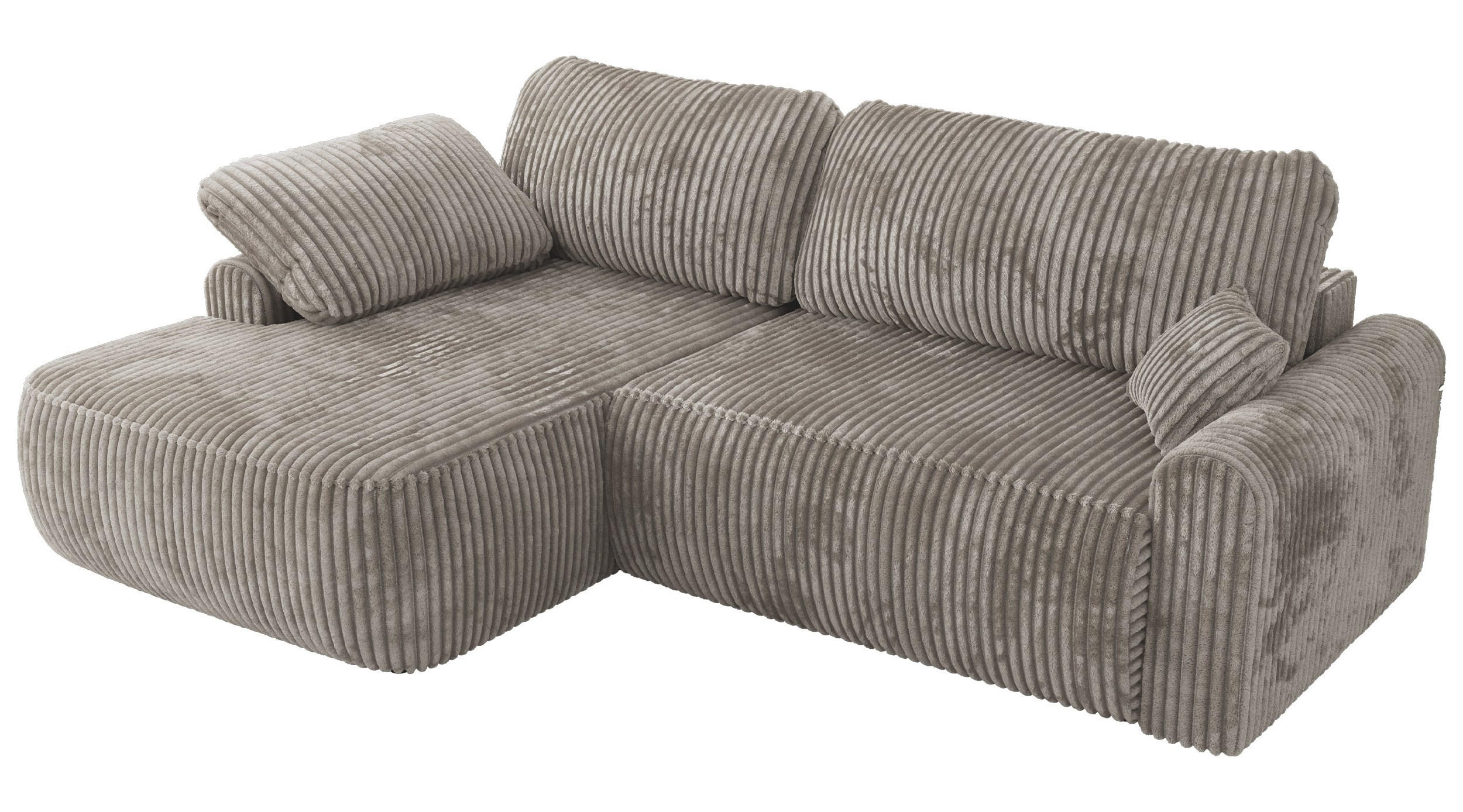 ECKSCHLAFSOFA CUBO L Hellbraun Cord - links - Hellbraun/Schwarz, Kunststoff/Textil (273/187cm) - MKS