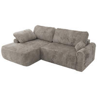 ECKSCHLAFSOFA CUBO L Hellbraun Cord - links - Hellbraun/Schwarz, Kunststoff/Textil (273/187cm) - MKS