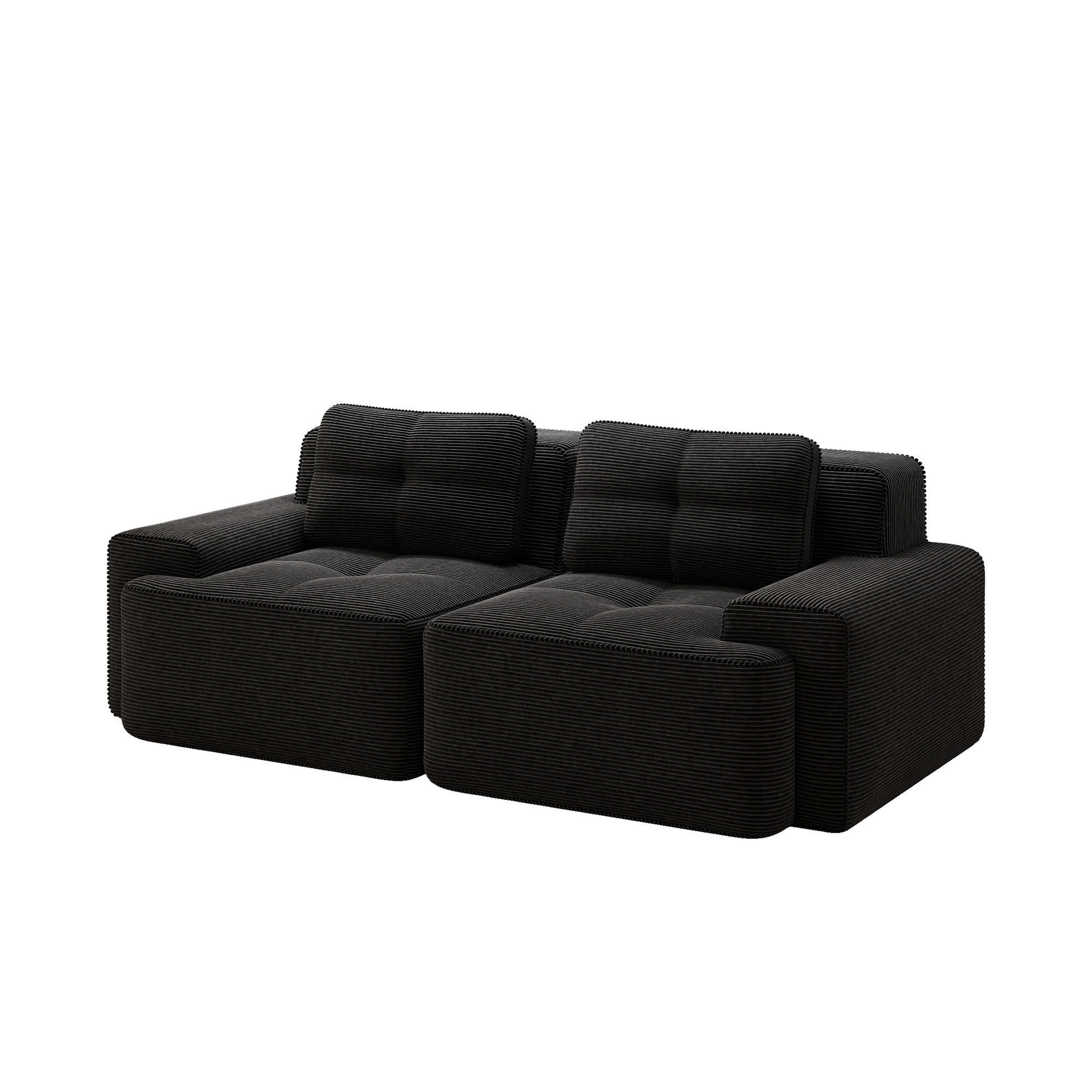2-SITZER SOFACord Schwarz mit rutschfester Basis und breiten Armlehnen - Schwarz, Textil (204/69/104cm) - WISHDOR