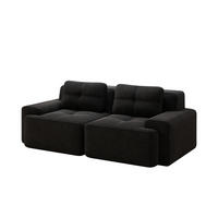 2-SITZER SOFACord Schwarz mit rutschfester Basis und breiten Armlehnen - Schwarz, Textil (204/69/104cm) - WISHDOR