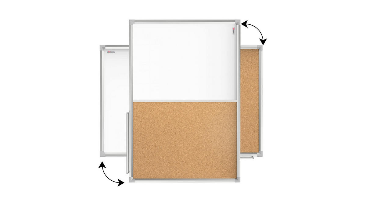KOMBITAFEL Whiteboard und Kork-Pinnwand mit Alurahmen 90x60cm - Weiß, Metall (90/60/1.4cm) - ALLboards