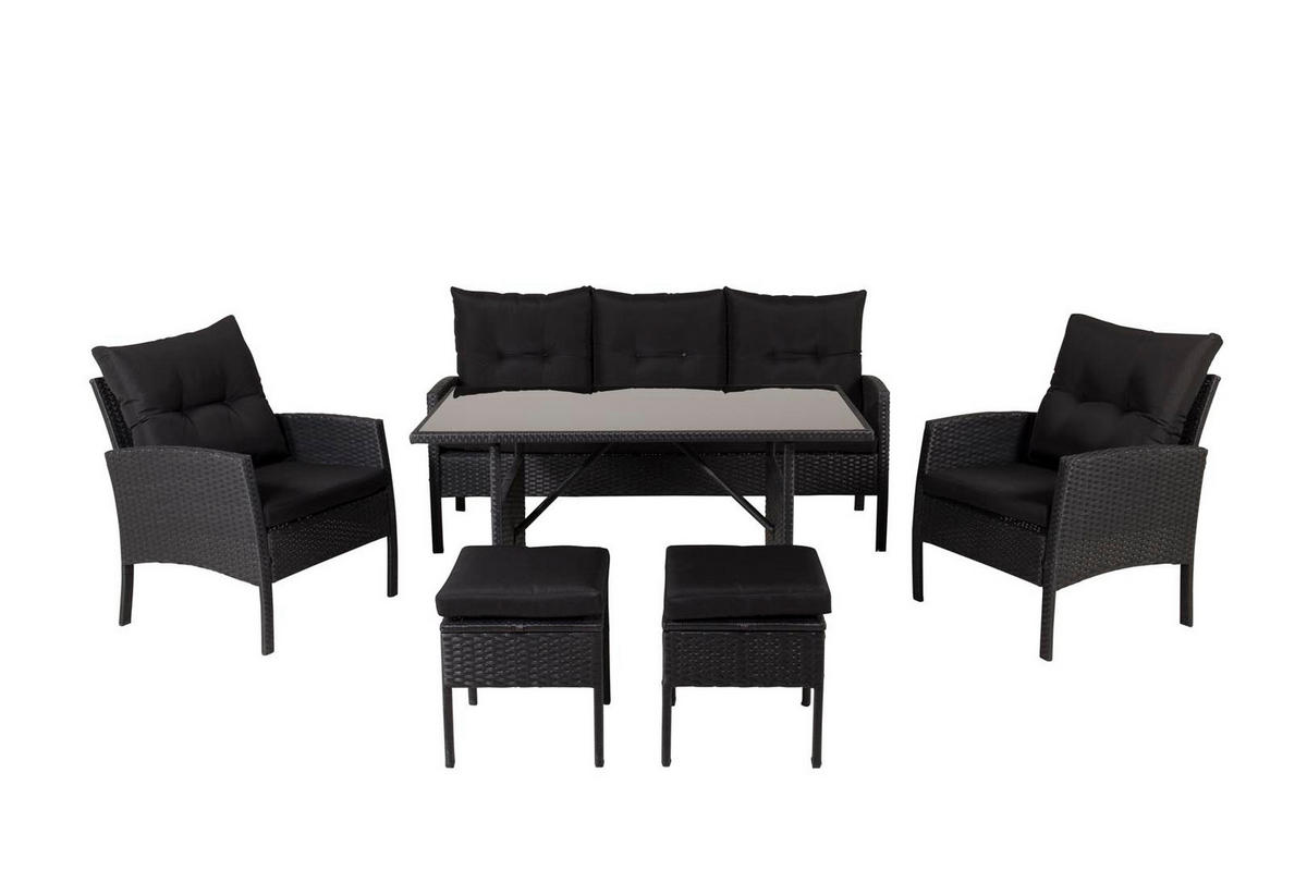 GARTENTISCHGRUPPE Schwarz - Schwarz, Holzwerkstoff - ebuy24