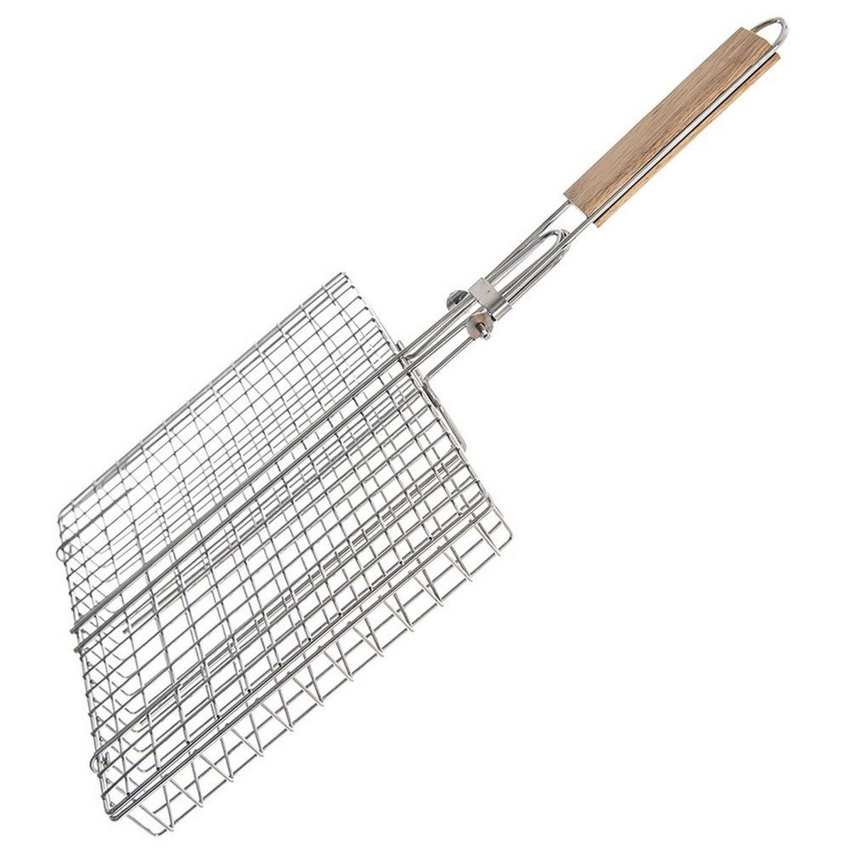 GRILLKORB verschließbar Holzgriff 49 cm Silberfarben - Silberfarben, Metall (32/4/49cm) - Orion 