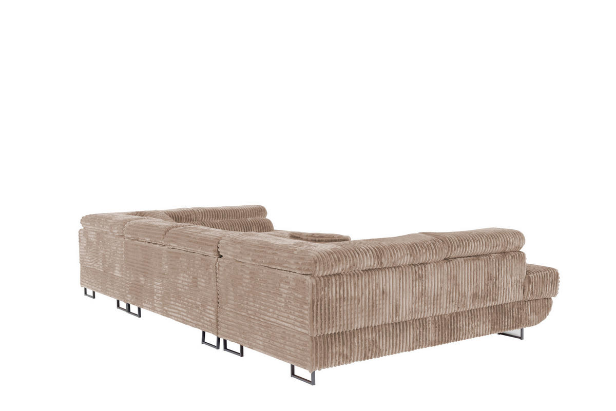 WOHNLANDSCHAFT SERENA U mit Stauraum, Beige - Beige, Textil (340/90/205cm) - KS Home Concept