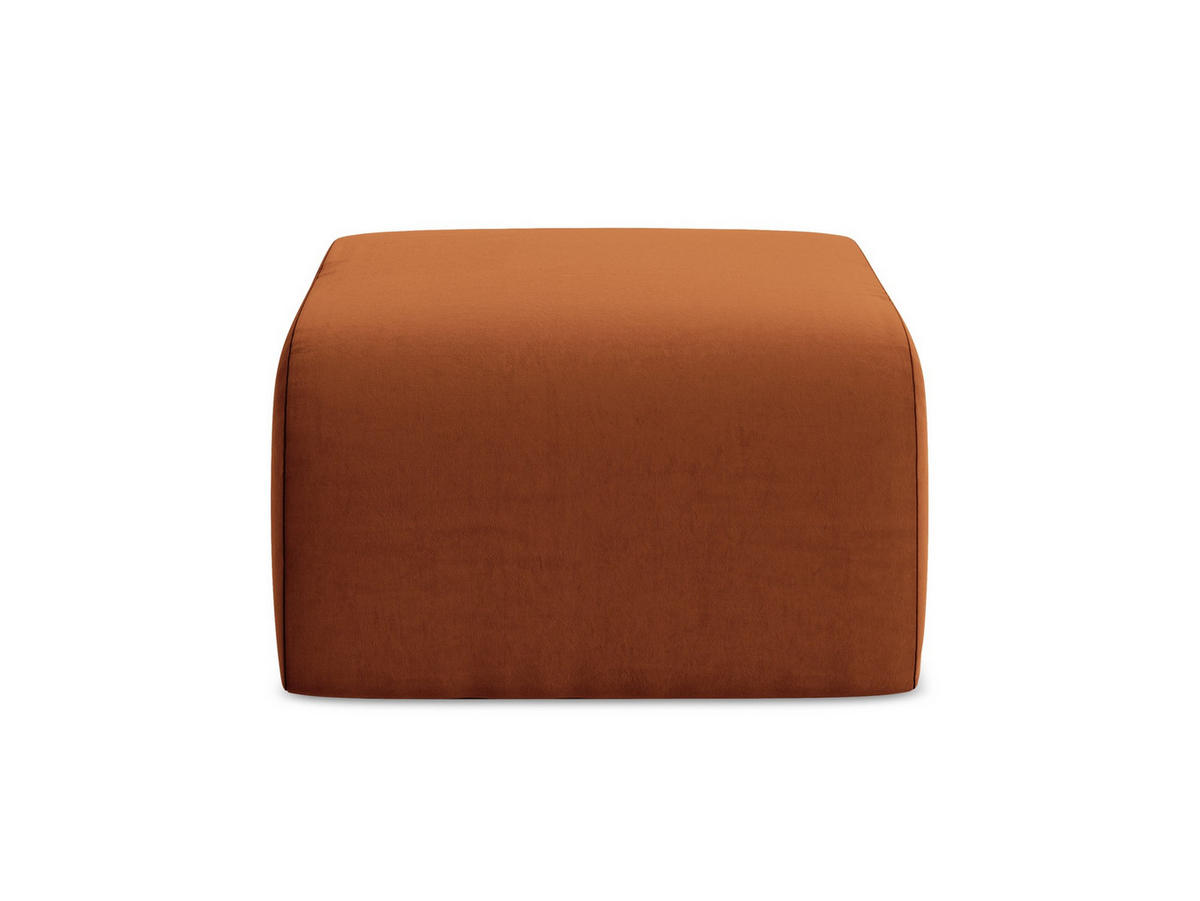 POUF Samt Stoff Orange - Terracotta/Schwarz, Holzwerkstoff/Kunststoff (72/42/94cm) - Makamii