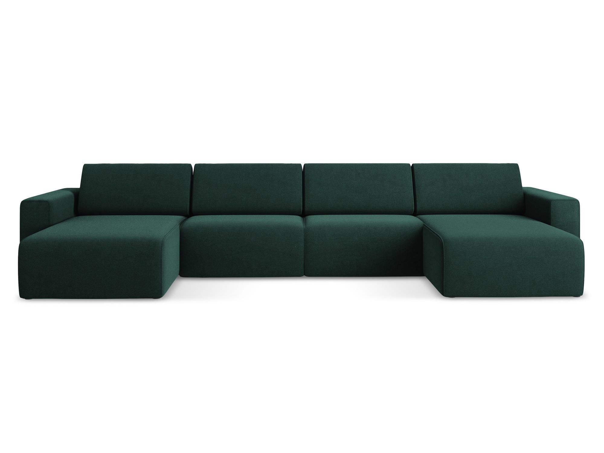 WOHNLANDSCHAFT Strukturstoff Stoff Grün - Dunkelgrün/Schwarz, Kunststoff/Textil (404/80/167cm) - Makamii