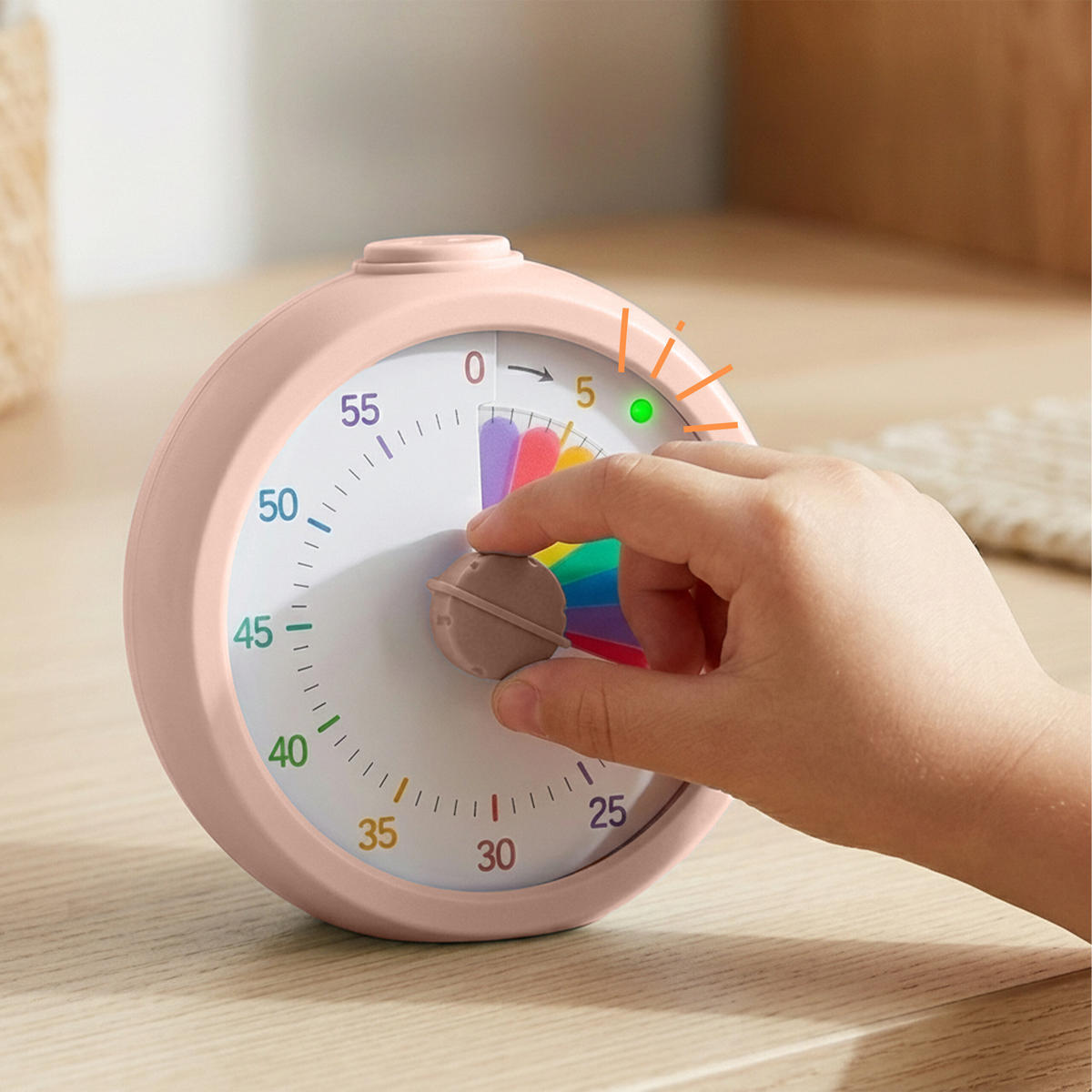 TIMER rosa regnbågsmönster 60 min plast - Pink, Plast (9/9.5/4.5cm) - Relaxdays