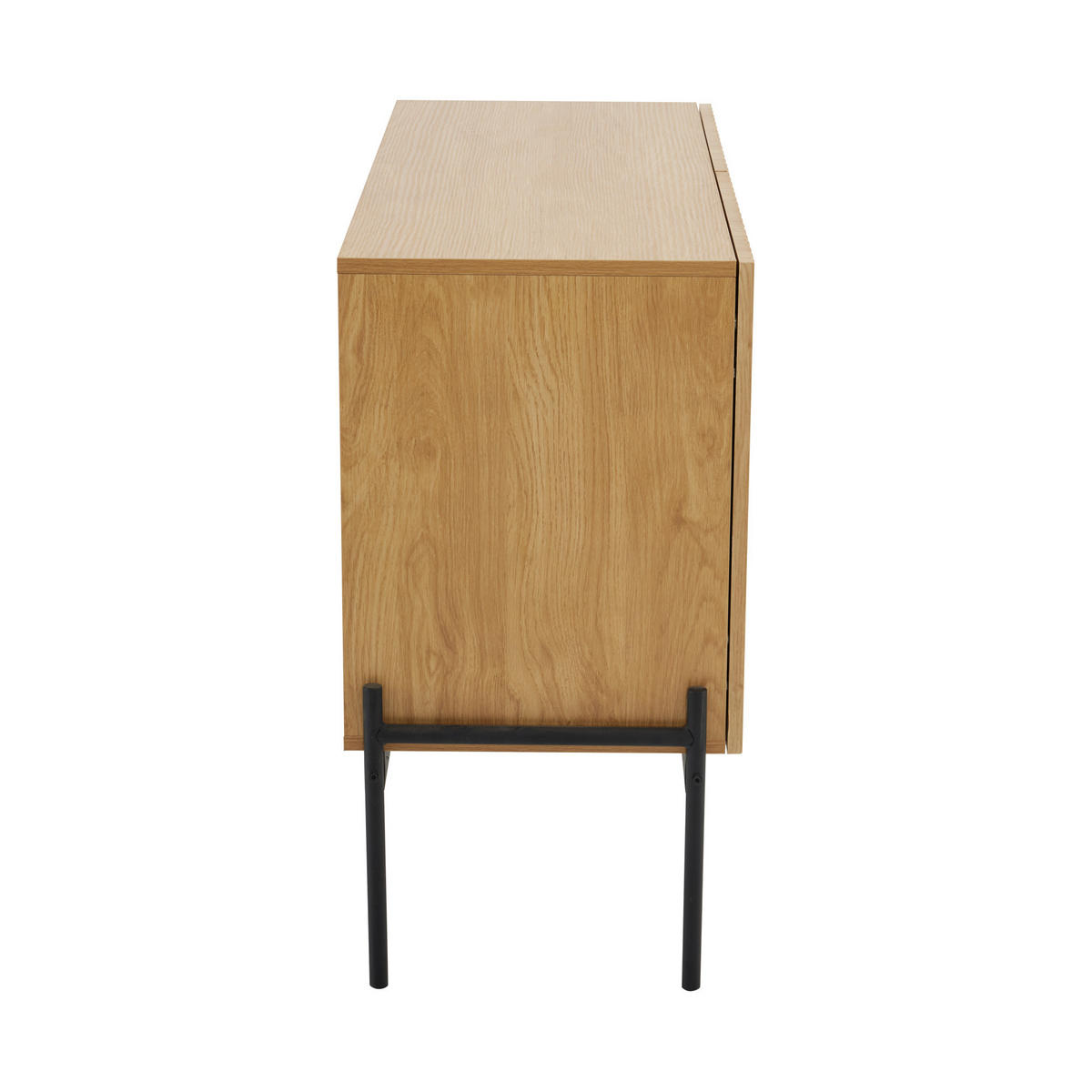 SIDEBOARD in Naturfarben Kommode mit 2 Türen Metallbeinen Linien Design Buffet Kommode für Wohnzimmer, B100/T40/T75cm - Schwarz/Naturfarben, Holzwerkstoff/Metall (100/75/40cm) - STILVORA