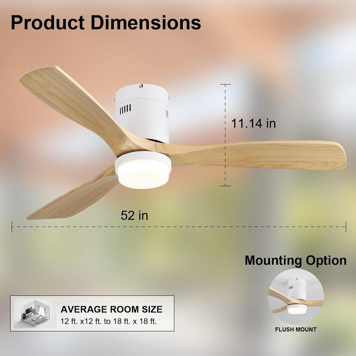 DECKENVENTILATOR 52Zoll Weiß Holzflügel DC Motor Fernbedienung - Braun, Kunststoff (132/132/30cm) - CASIVA