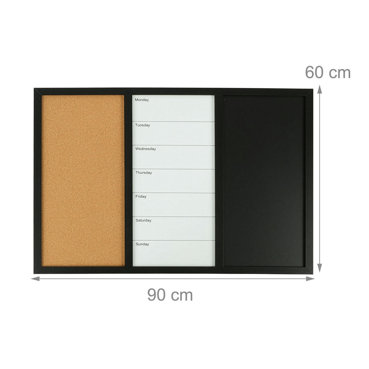 KOMBITAFEL - Multicolor, Naturmaterialien/Holzwerkstoff (90/60/2cm) - Relaxdays