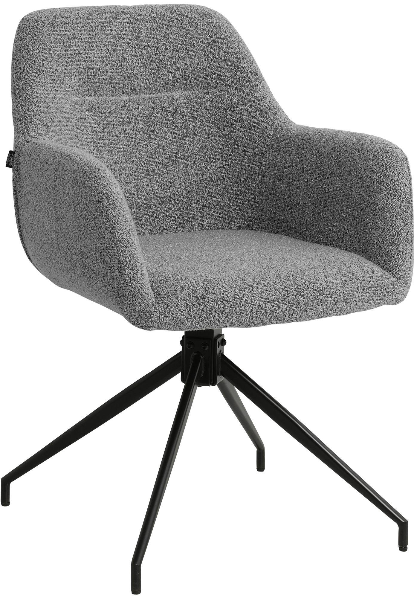 ARMLEHNENSTUHL Stoff Grau - Schwarz/Grau, Textil/Metall (58/85/60cm) - CLP
