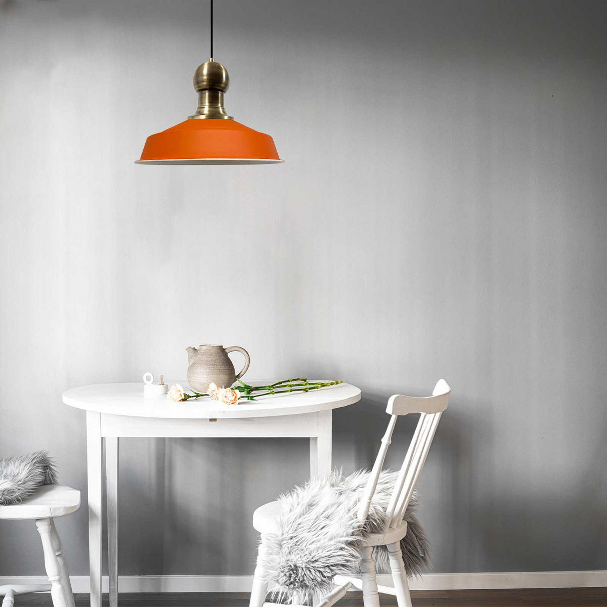 PENDELLEUCHTE Hängelampe Asletl 41/35 cm - Orange, Metall (35/41/35cm) - Bamyum