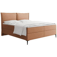 BOXBETT Calio Rise mit Bettkasten, Orange Chenille 120x200 cm – inkl. H4 Taschenfederkern Matratze & Foam Topper - Schwarz/Orange, Holz/Holzwerkstoff (120/200cm) - WFL GROUP