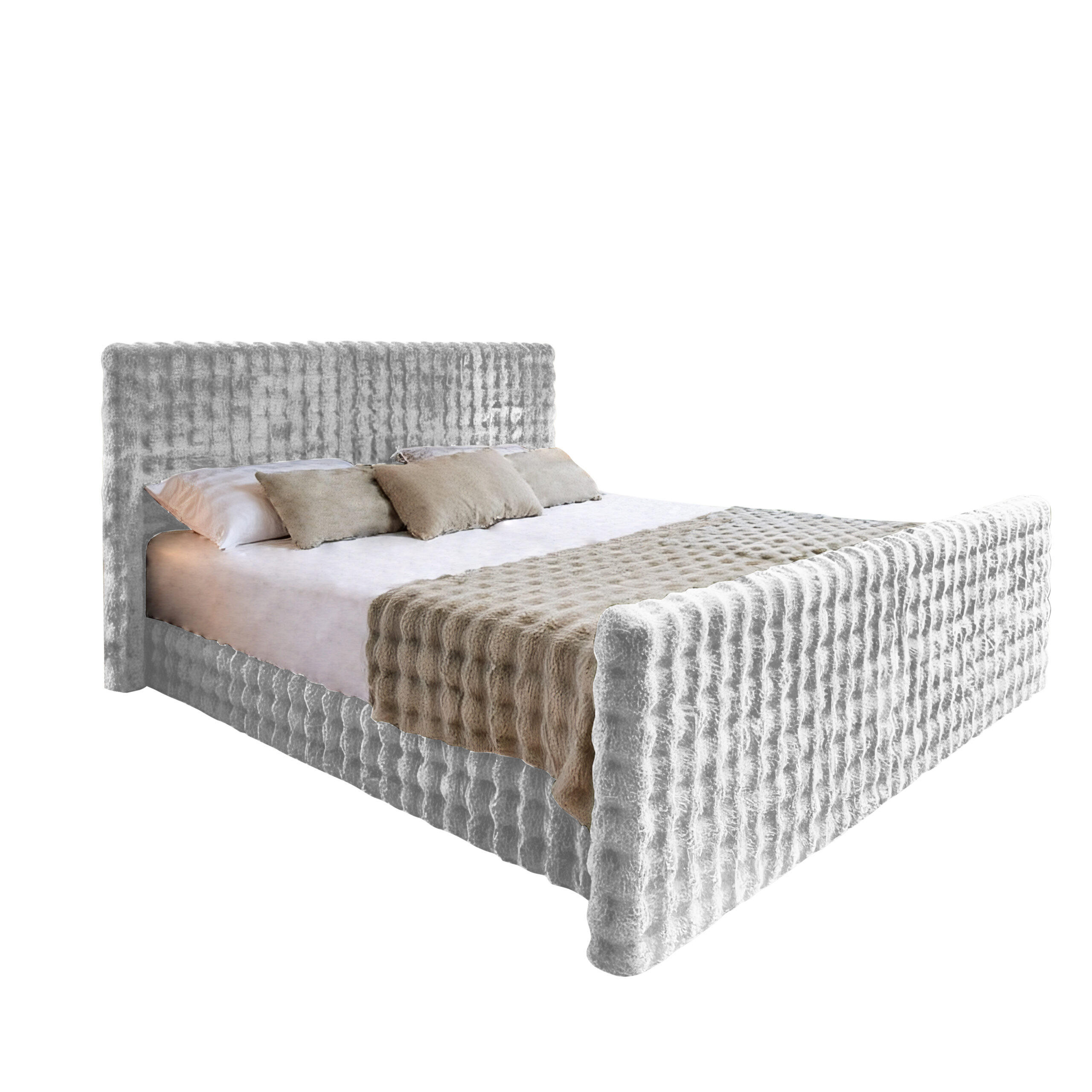 Kaiser Möbel KONTINENTÁLNÍ POSTEL s úložným prostorem, matrací a topperem BLANKET tkanina Bubble 140x200 cm Světle šedá H2-Pocket