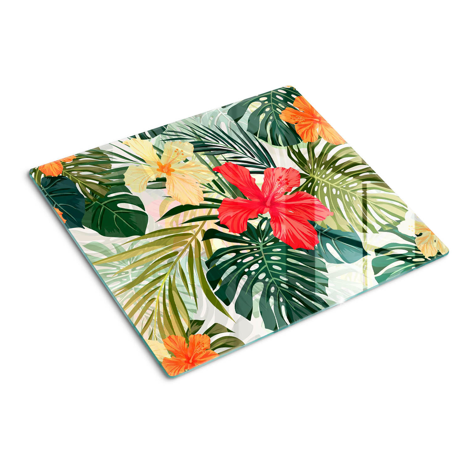 GLASPLATTE 60x52 cm Hawaiianische Blumen - Multicolor, Glas (60/0.4/52cm) - TULUP