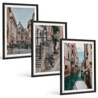 BILDER SET 3er Set - 40x60 cm Schwarzer Rahmen - Venedigs Wasserstraßen - Schwarz, Kunststoff (40/60cm) - TULUP