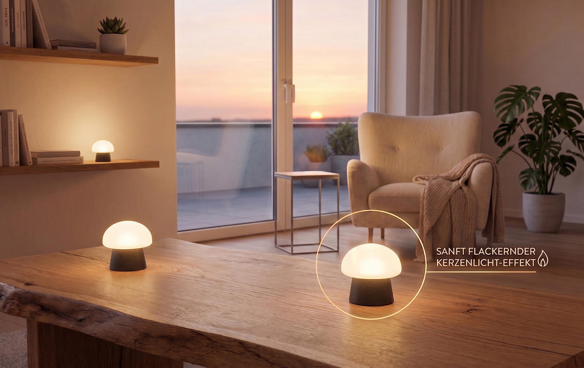 LED-PILZLEUCHTE Mushroom Lounge Lights 6 cm 4er-Set grau - Dunkelgrau, Kunststoff (6/6/6cm) - Northpoint