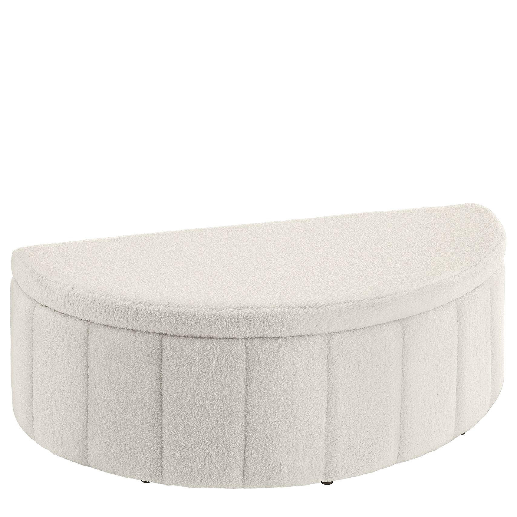 POLSTERBANK Moon mit großem Stauraum, Belastbarkeit 150 kg, 108 x 48 x 38,5 cm, Bouclé creme - Creme, Holz (108/40/48cm) - tectake