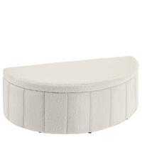 POLSTERBANK Moon mit großem Stauraum, Belastbarkeit 150 kg, 108 x 48 x 38,5 cm, Bouclé creme - Creme, Holz (108/40/48cm) - tectake