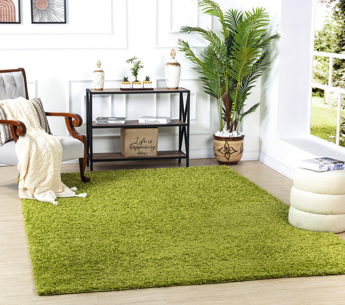 HOCHFLORTEPPICH 100/200 cm Grün - Grün, Naturmaterialien/Textil (100/200cm) - LIVABLISS
