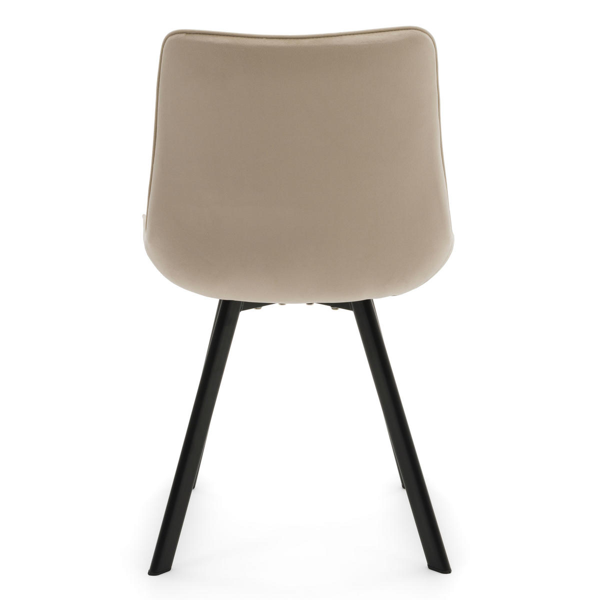 STUHL TORI gepolsterter mit Steppung - beige - Samt Velour - Beige/Schwarz, Textil/Metall (53/86/60cm) - NEW HOME