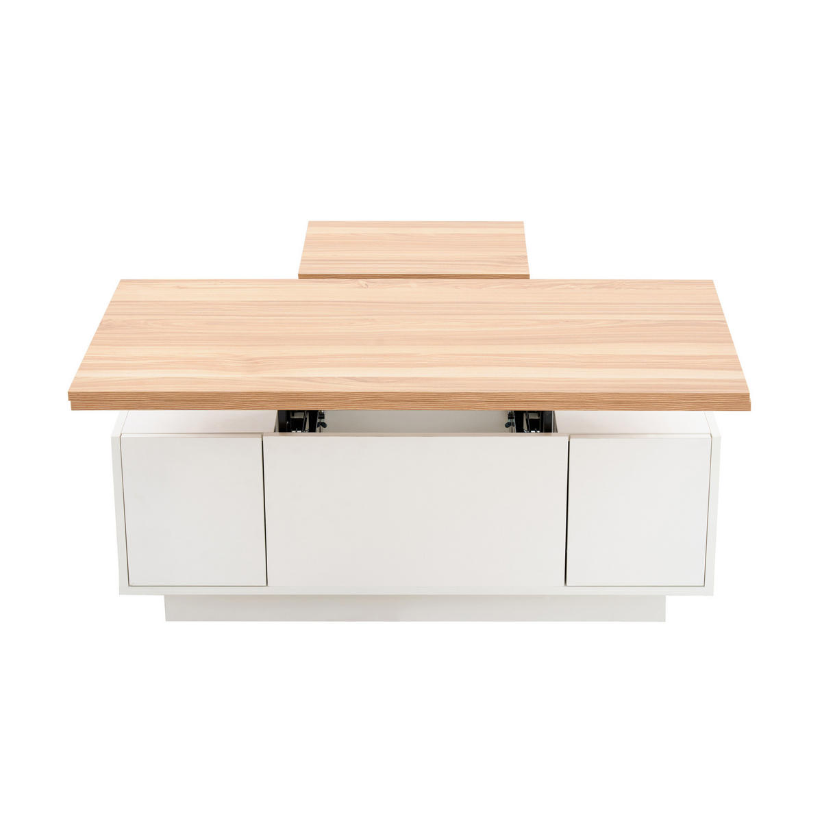 COUCHTISCH 100/50/55,5 cm mit Doppel-Hebemechanismus und verstecktem Stauraum aus Spanplatte, Weiß - Weiß, Holzwerkstoff (100/50/40cm) - Redom
