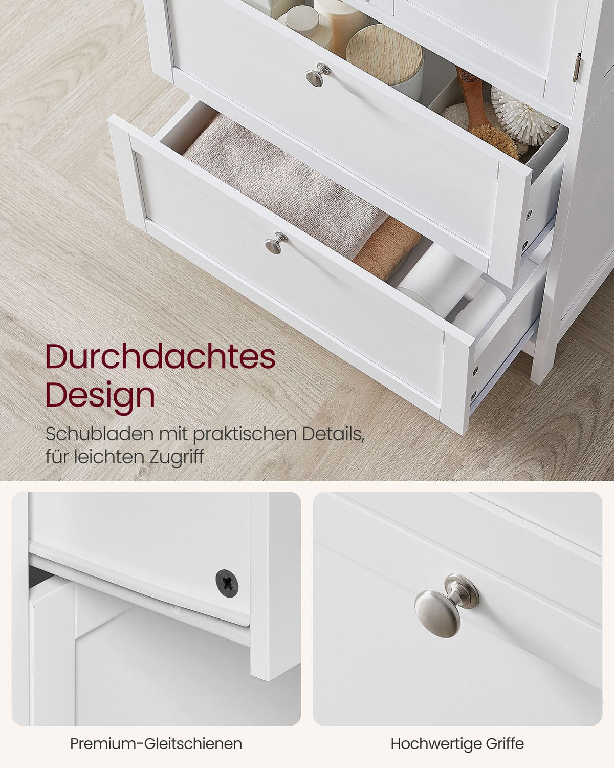 BADEZIMMERSCHRANK ASHGABAT - Weiß, Holzwerkstoff (60/110/30cm) - Hansiro