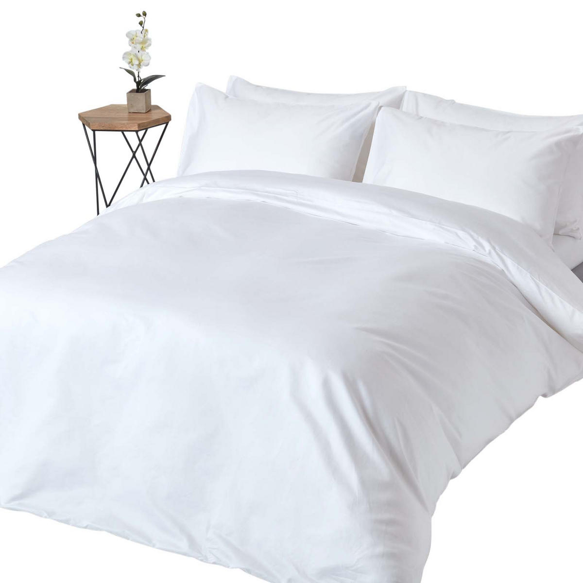 BETTWÄSCHE Premium, Ägyptische Baumwolle, Fadendichte 1000 - Weiß, Textil (230/220cm) - Homescapes