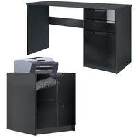 BÜROMÖBELSET Paris Schwarz Hochglanz - Schwarz Hochglanz, Holzwerkstoff (60/180/76cm) - Vladon