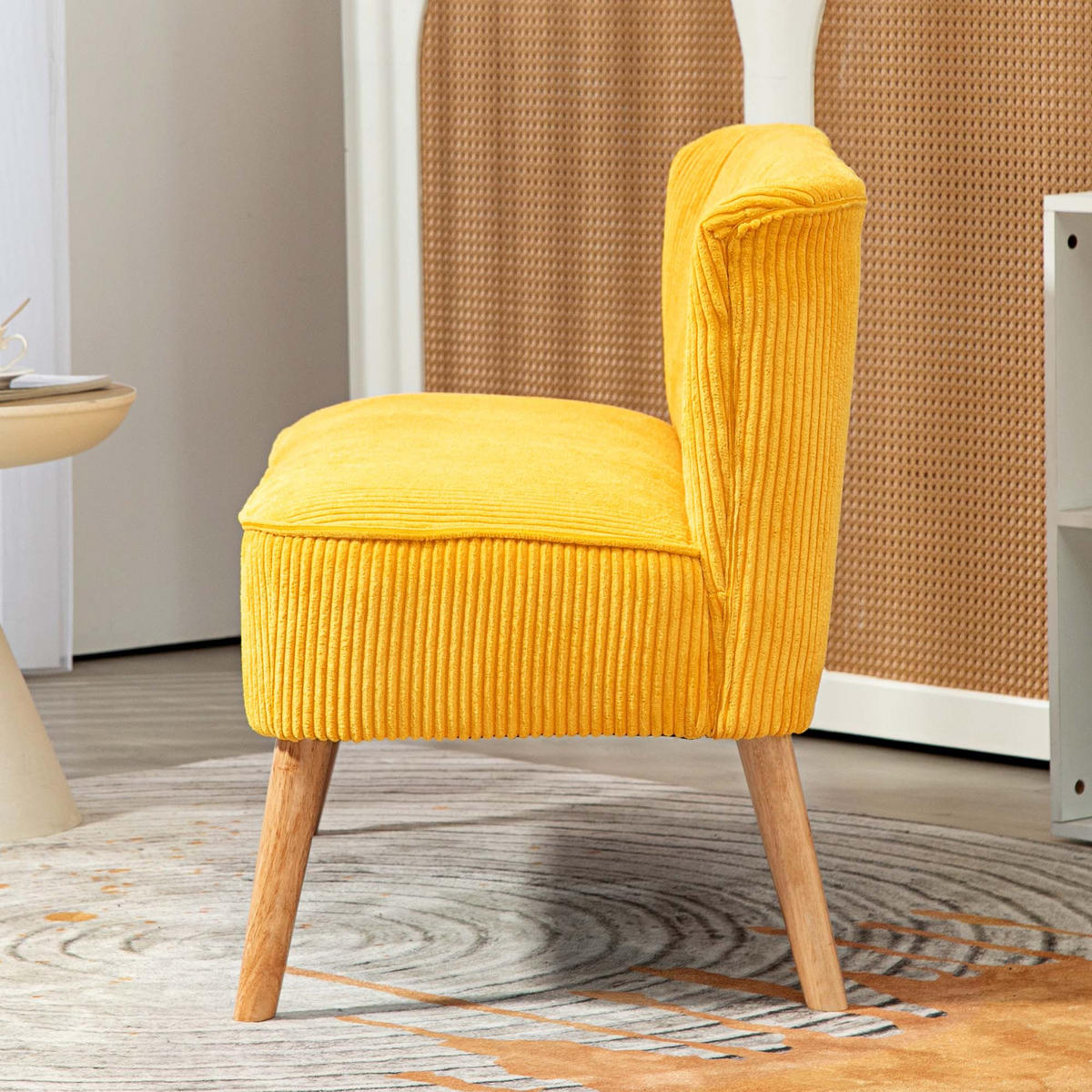 2-SITZER Sofa Polstersofa Doppelsofa Zweisitzer Sofa Cordartiges Polyester Gelb - Gelb/Naturfarben, Holz/Textil (56.5/77/117cm) - HOMCOM