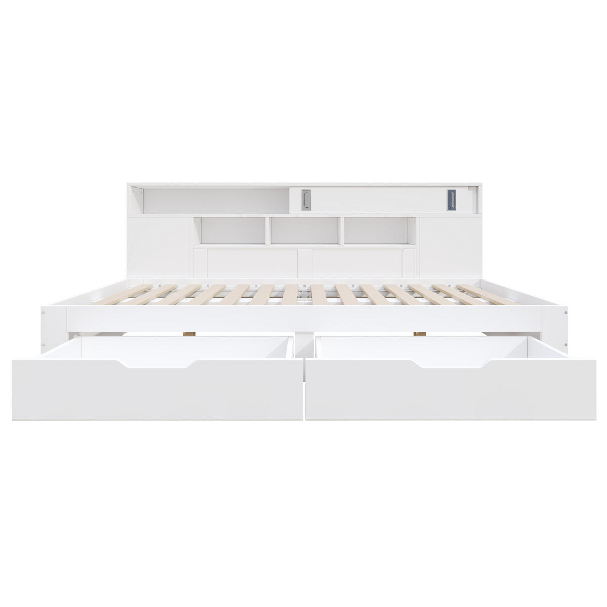 POSTEL pro děti 90/200 cm bílá z MDF s úložnými šuplíky a policemi s vestavěným úložným prostorem - bílá, kompozitní dřevo (90/200cm) - OKWISH