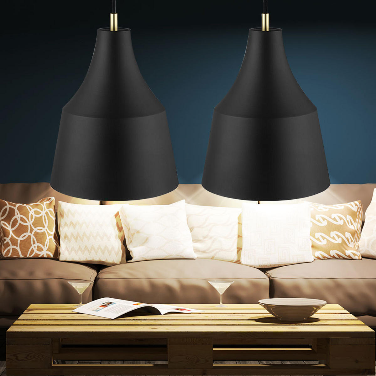 LED HÄNGELEUCHTE GRACE Textil Schwarz - Schwarz, Metall (25/25/33cm)