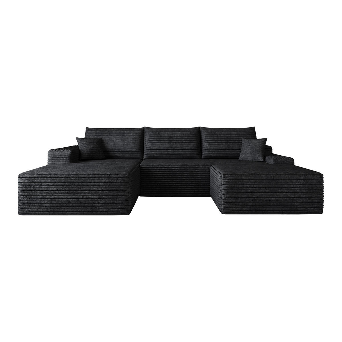 WOHNLANDSCHAFT DE-34857 U-Form 2-Sitzer Chaiselongue links Schwarz - Schwarz, Textil (175/83/270cm) - ComfortXL