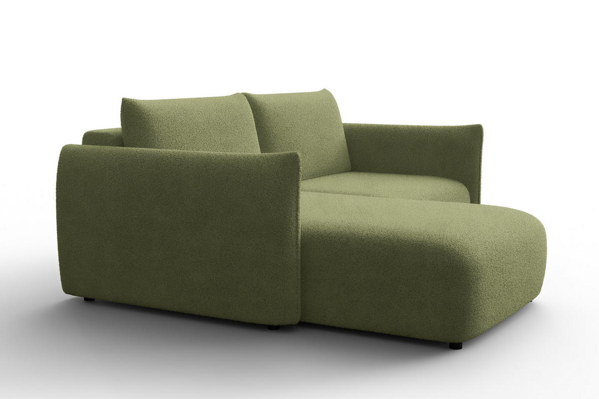ECKSOFA TAUER 3-Sitzer LINKS, Bouclé-Stoff grün - Schwarz/Grün, Holz/Textil (173/206cm) - Courtois Laville