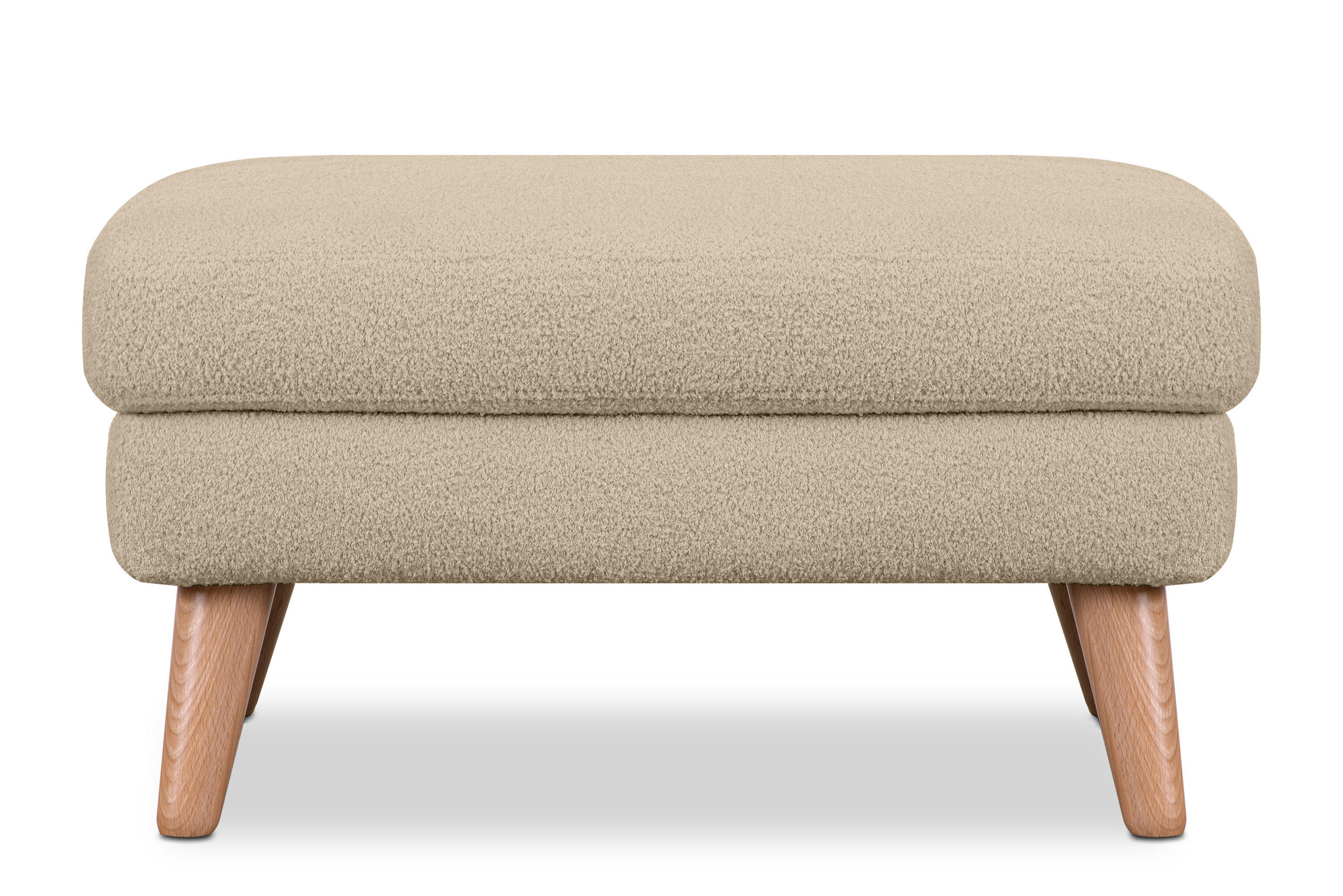 SITZHOCKER TAGIO Pouffe, Hellbeige - Beige/Braun, Buchenholz/Textil (65/46/80cm) - KONSIMO®