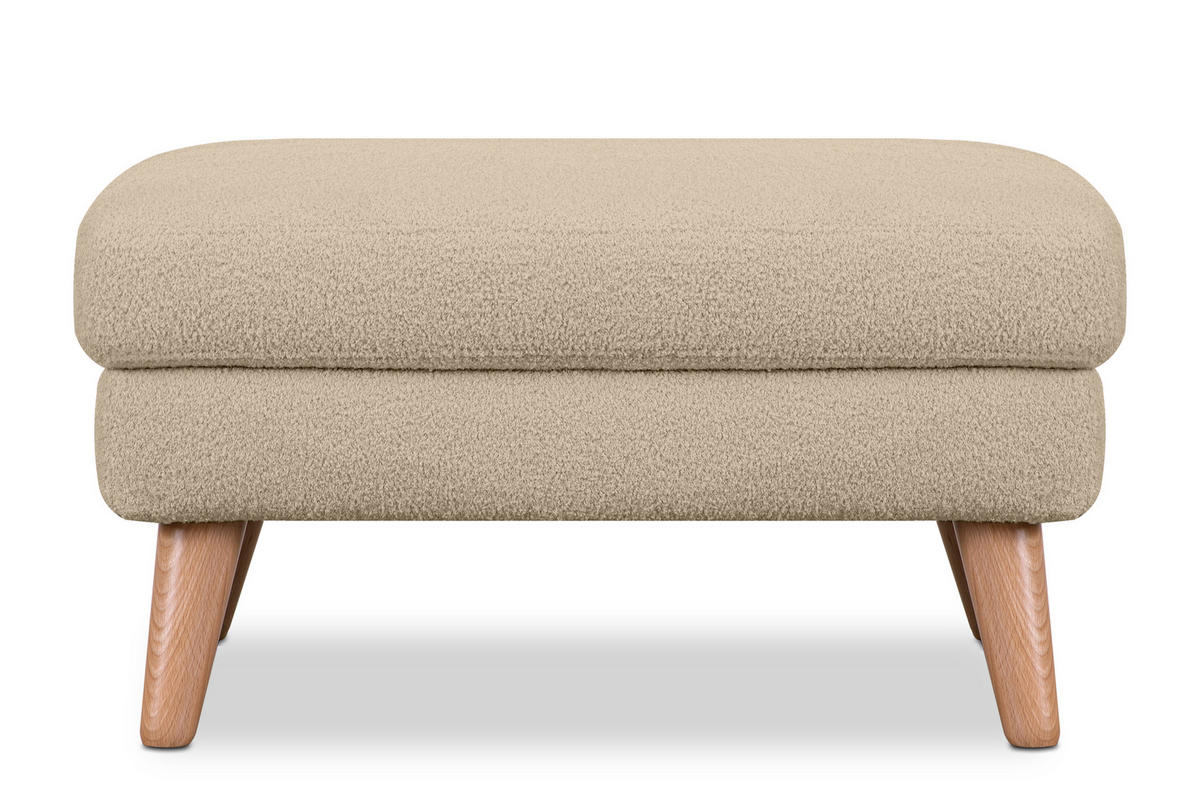 SITZHOCKER TAGIO Pouffe, Hellbeige - Beige/Braun, Buchenholz/Textil (65/46/80cm) - KONSIMO®