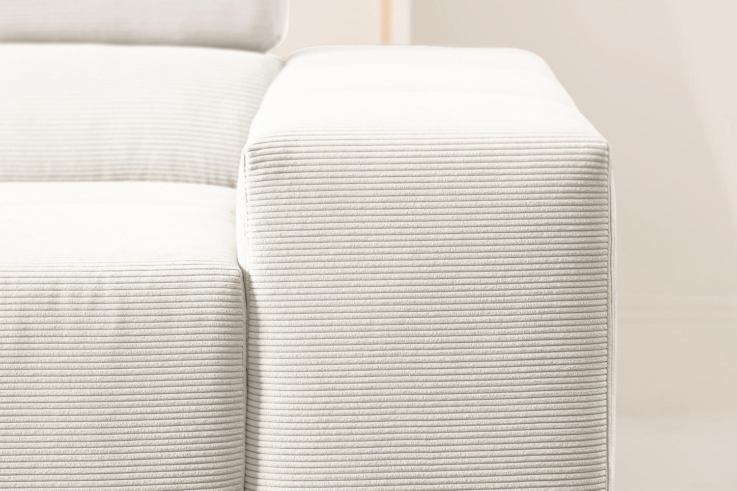 ECKSOFA MIT MOTORISCHEM SITZVORZUG NEVADA Weiß Cord - Schwarz/Weiß, Kunststoff/Textil (319/215cm) - KAWOLA