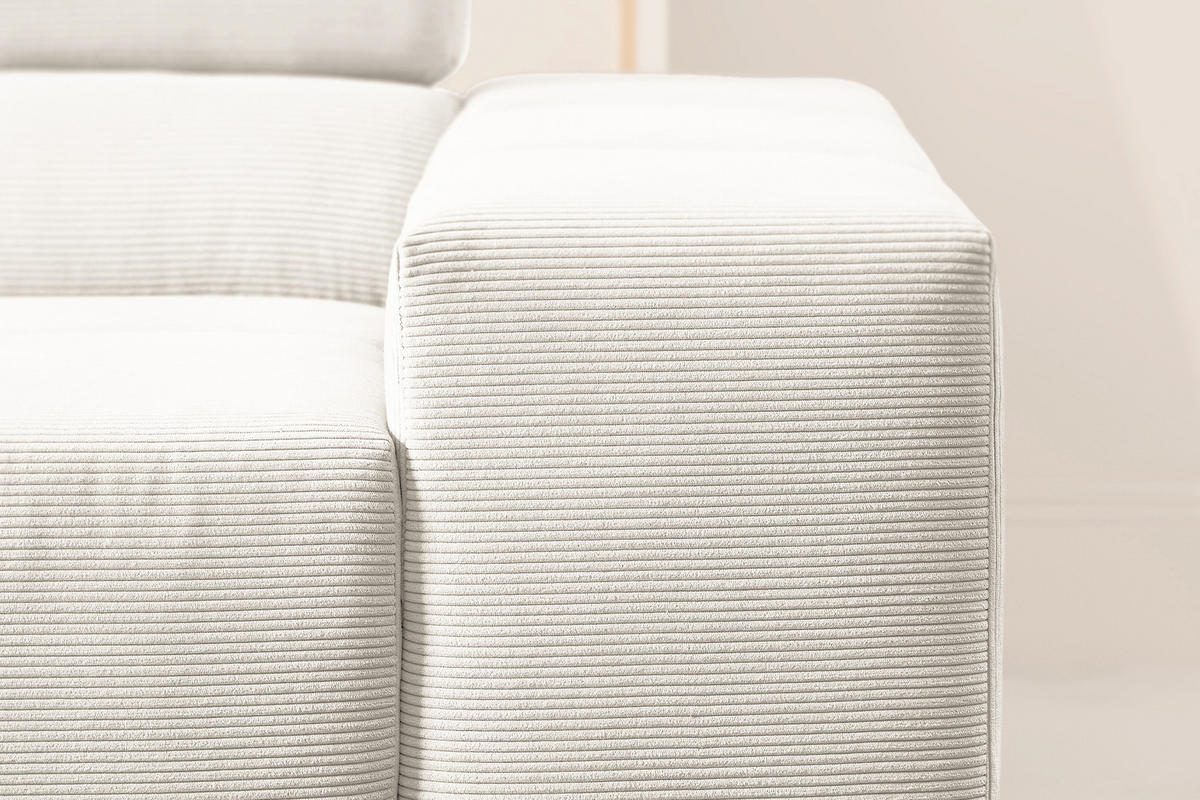 ECKSOFA MIT MOTORISCHEM SITZVORZUG NEVADA Weiß Cord - Schwarz/Weiß, Kunststoff/Textil (319/215cm) - KAWOLA