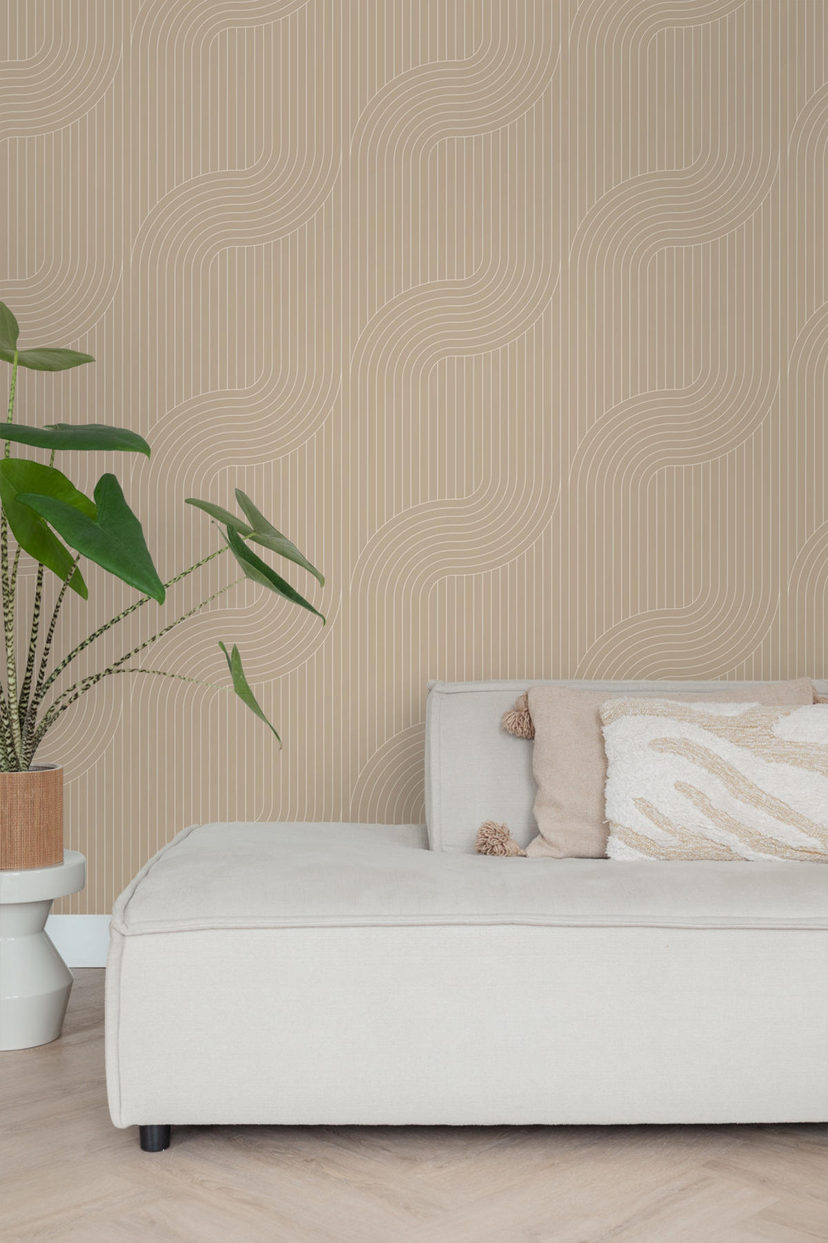 TAPETE grafische Linien 50 x 900 cm - Beige, Papier (50/900cm) - ESTAhome