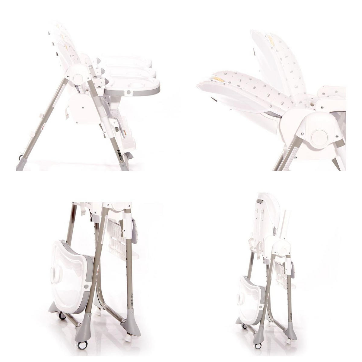 KINDERHOCHSTUHL Felicita weiß faltbar, verstellbar, 5-Punkt-Gurt, 2 Räder - Weiß, Kunststoff (54/105/78cm) - Lorelli