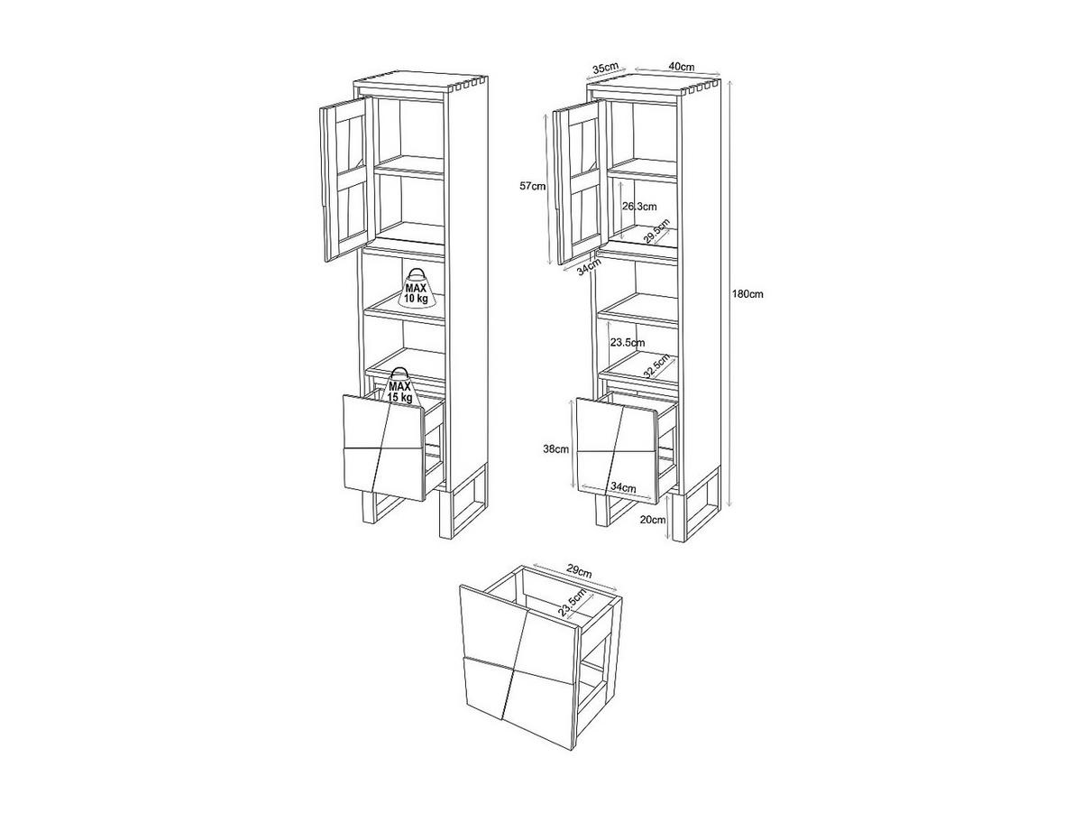 BADSCHRANK - 40 cm x 35 cm - holz - naturfarben hell Mataram - Naturfarben, Holz (40/180/35cm) - Vente-Unique