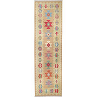 HANDWEBTEPPICH Gashgai Kelim Beige 297/86 cm Schurwolle - Beige, Textil (86/297cm) - Looma