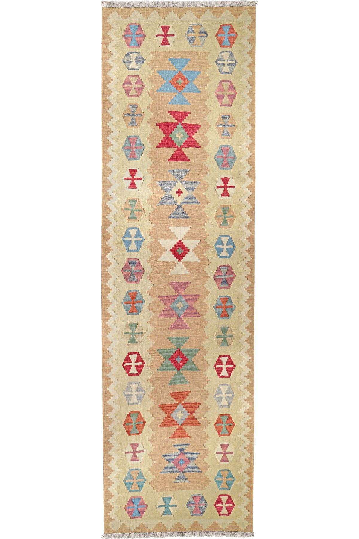 HANDWEBTEPPICH Gashgai Kelim Beige 297/86 cm Schurwolle - Beige, Textil (86/297cm) - Looma