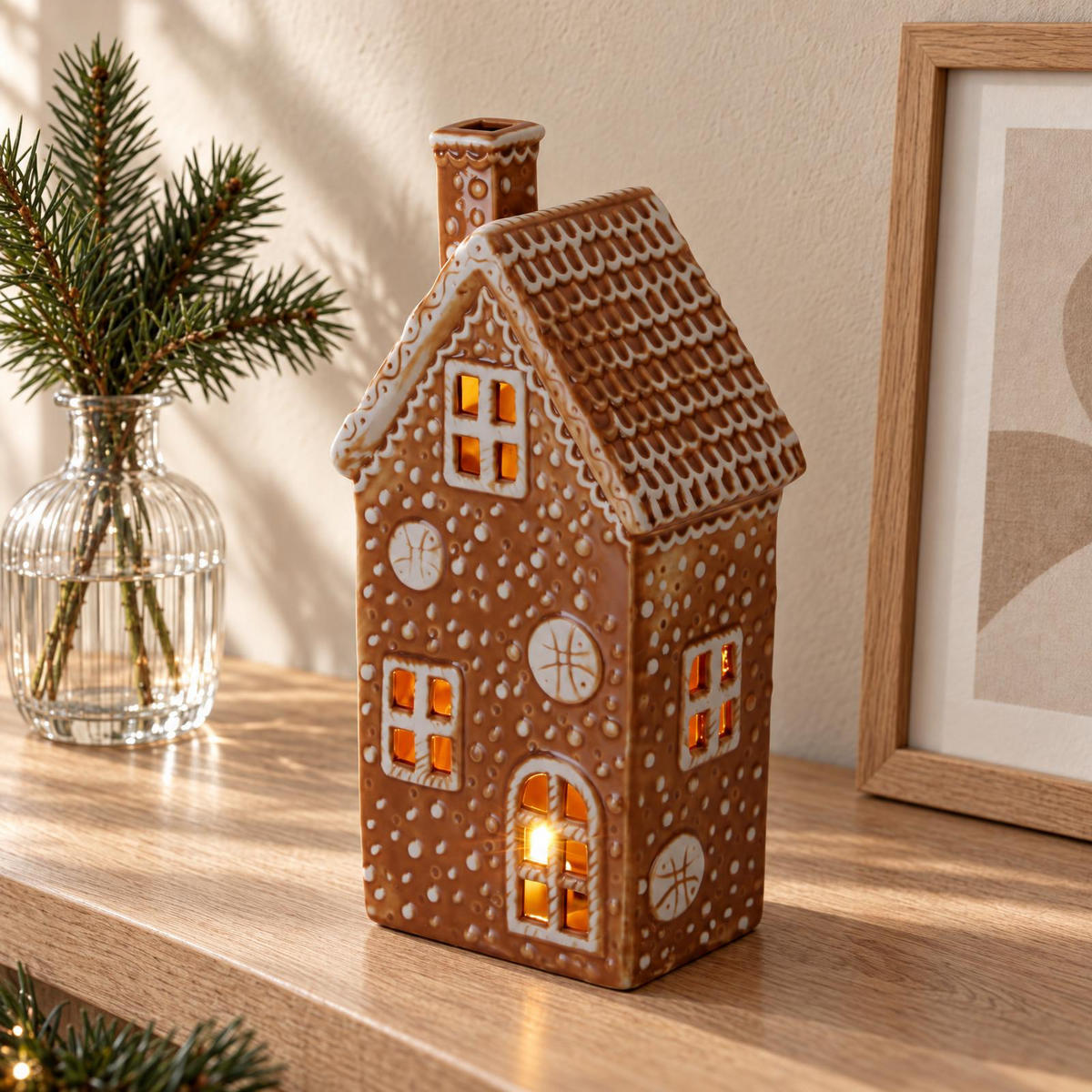 PFEFFERKUCHENHÄUSCHEN 13,6/9,4/19,6 cm - Braun, Keramik (9.4/19.6/13.6cm) - Home Styling Collection