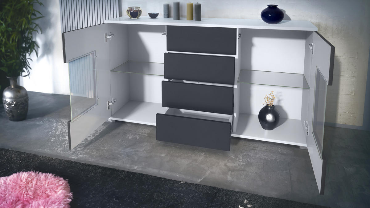 SIDEBOARD Grömitz Denim matt - Pastellblau, Holzwerkstoff (138.5/75.5/35cm) - Vladon