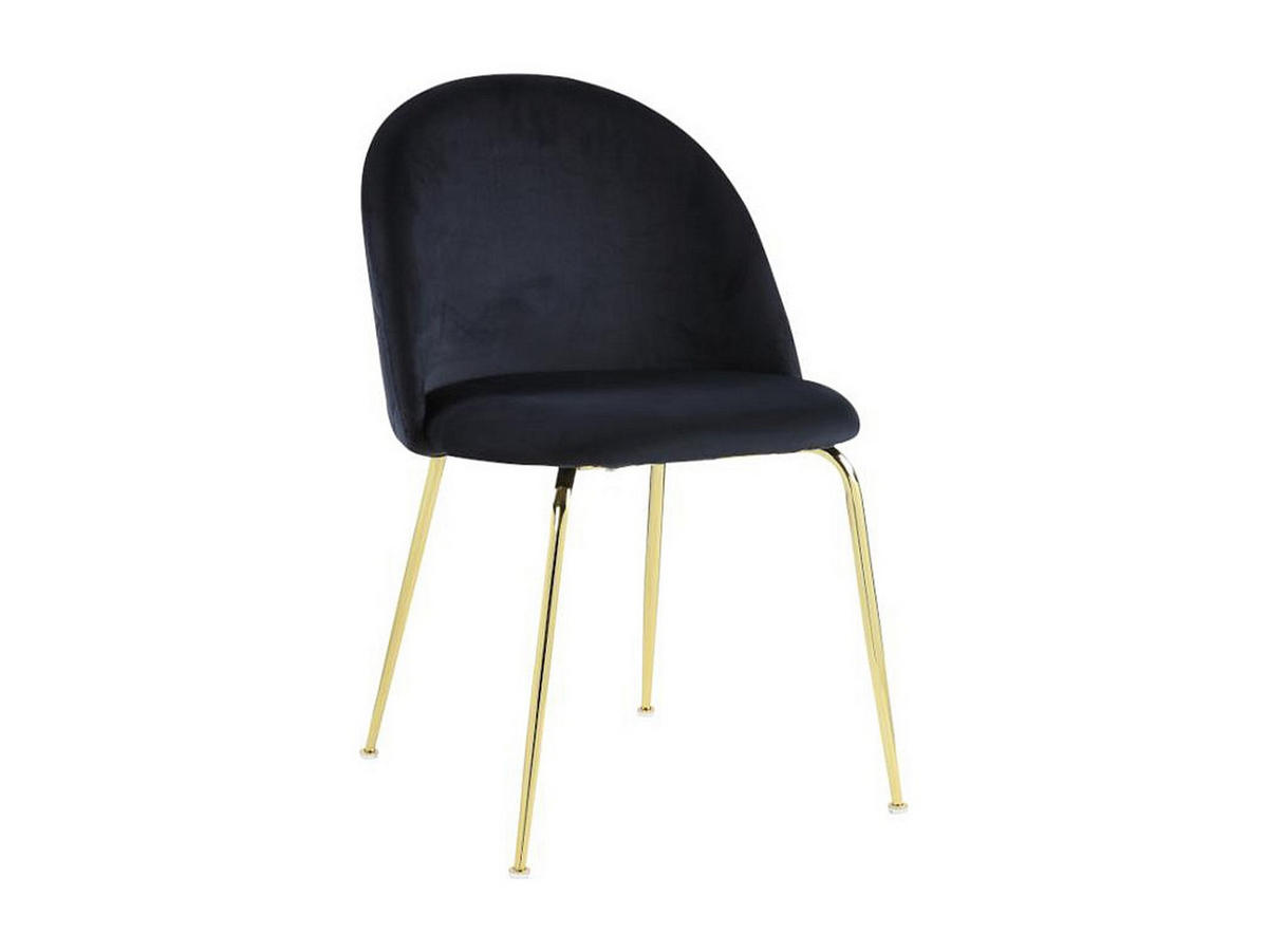 STUHL 2er-Set - Samt & Goldfarbenes Metall - Schwarz - MELBOURNE - Schwarz, Textil (50/77/55cm) - Vente-Unique