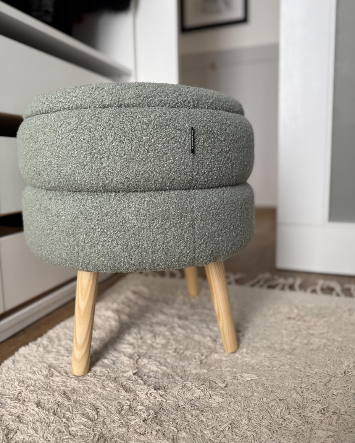 HOCKER Grün Okaton - Braun/Grün, Textil (44/48/44cm) - Beliani